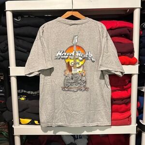 Vintage y2k Hard Rock Cafe Chicago Guitar Gray Mens XL Shirt